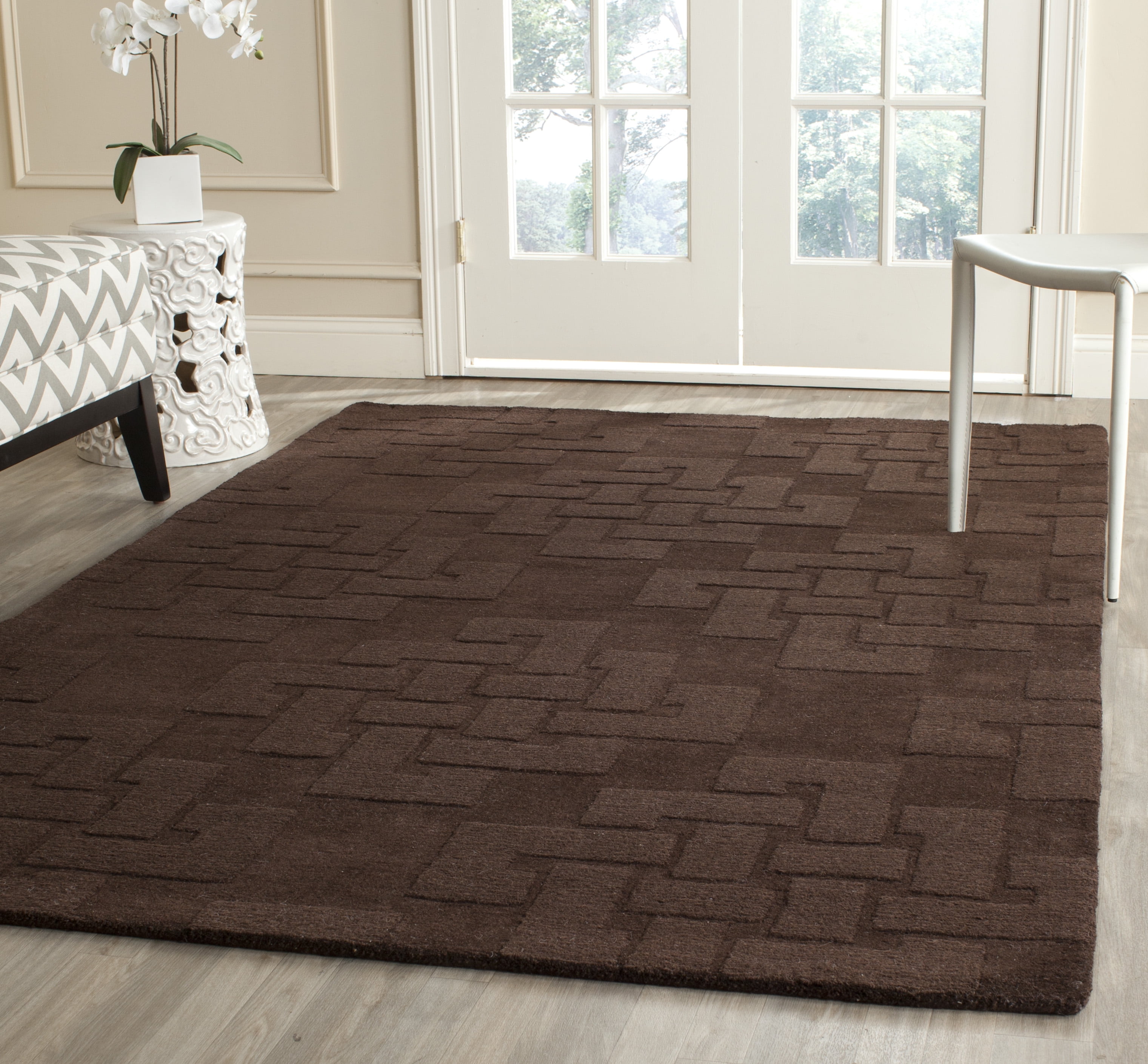 Handmade Brown Wool Tufted 9' x 12' Rectangular Rug