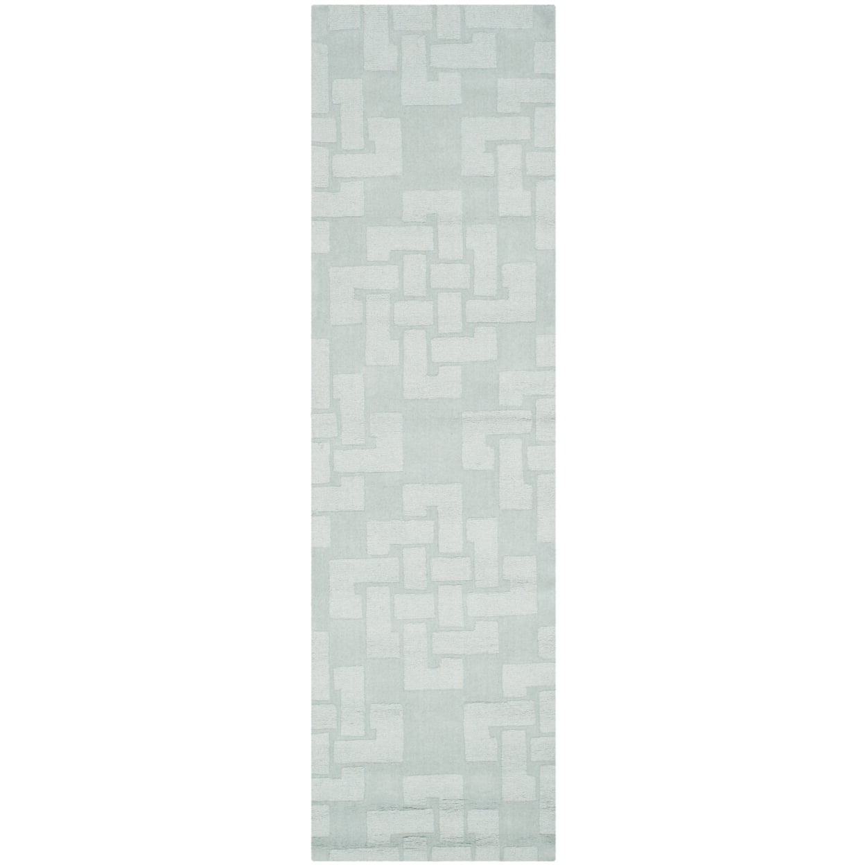 SAFAVIEH Martha Stewart Knot Geometric Wool Runner Rug, Waterfall, 2'3" x 8'