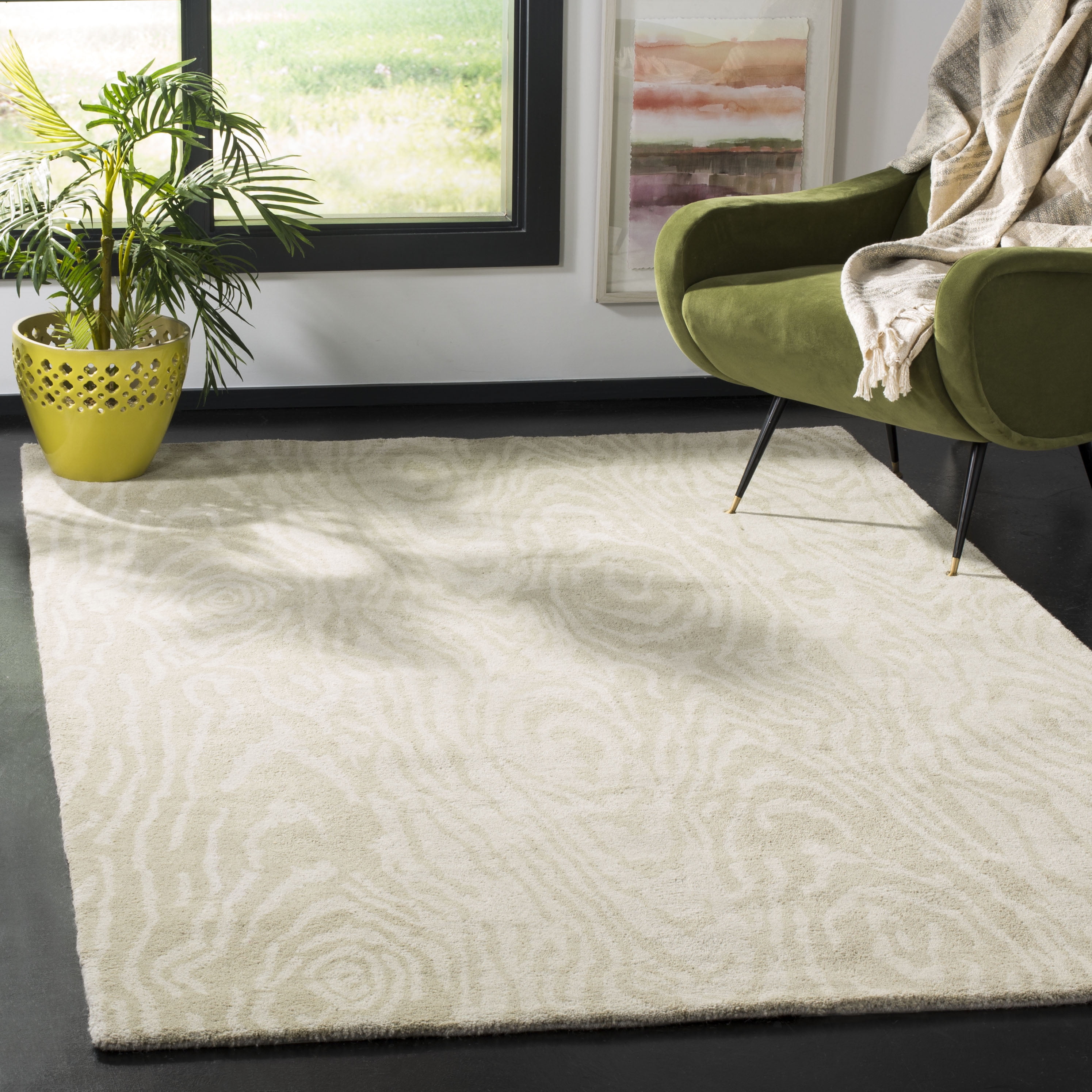 SAFAVIEH Martha Stewart Layered Faux Bois Woodworks Wool Area Rug, Potter's Clay, 8' x 10'