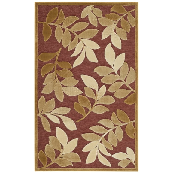 SAFAVIEH Martha Stewart Leafy Glade Floral Area Rug, Cinnamon Stick, 5'3" x 7'6"
