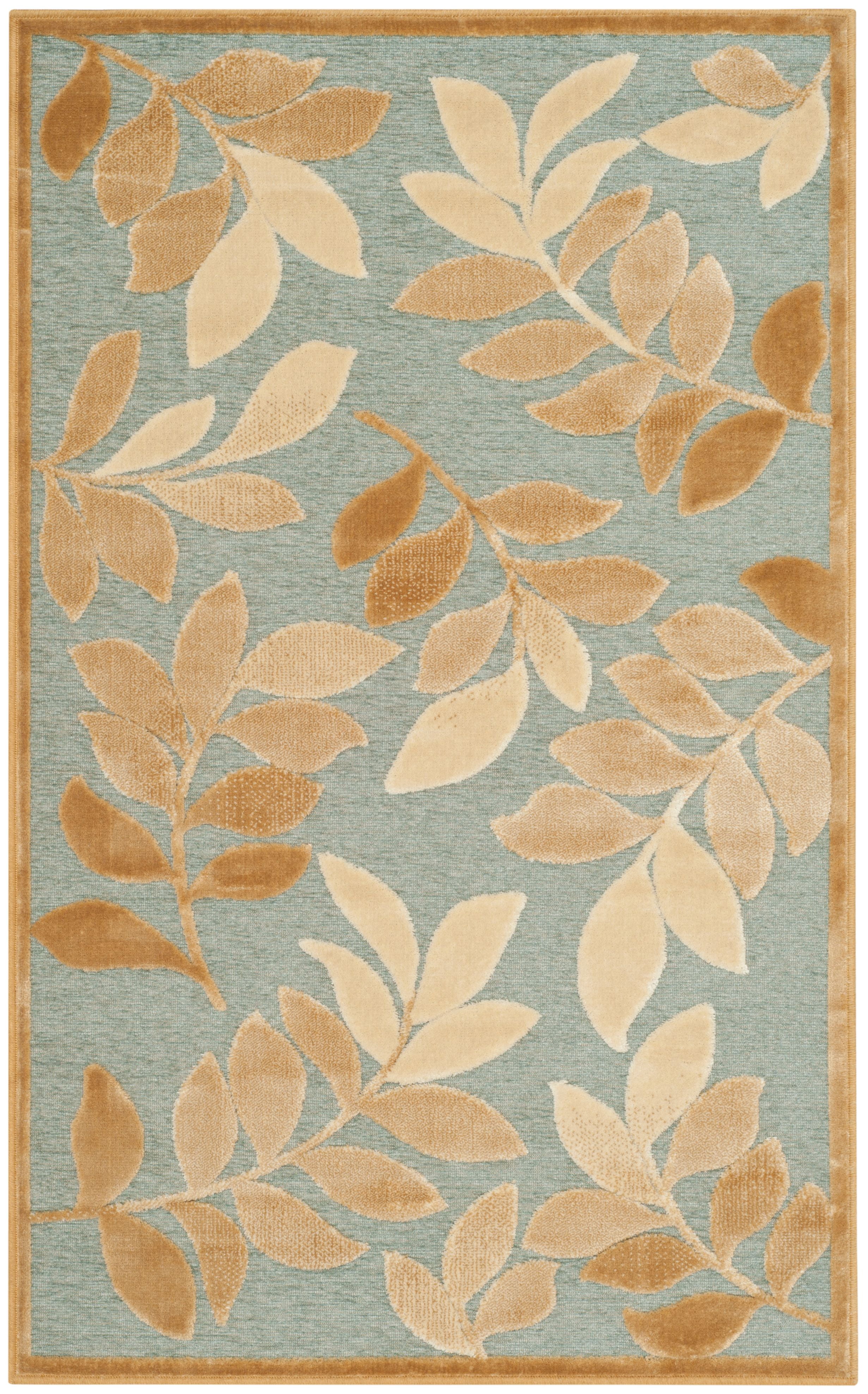 SAFAVIEH Martha Stewart Leafy Glade Floral Area Rug, Geyser, 2'7