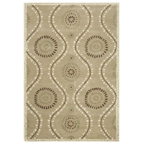 SAFAVIEH Martha Stewart Living Ogee Dot Spring Melt Wool Area Rug, Alpaca, 4' x 6'