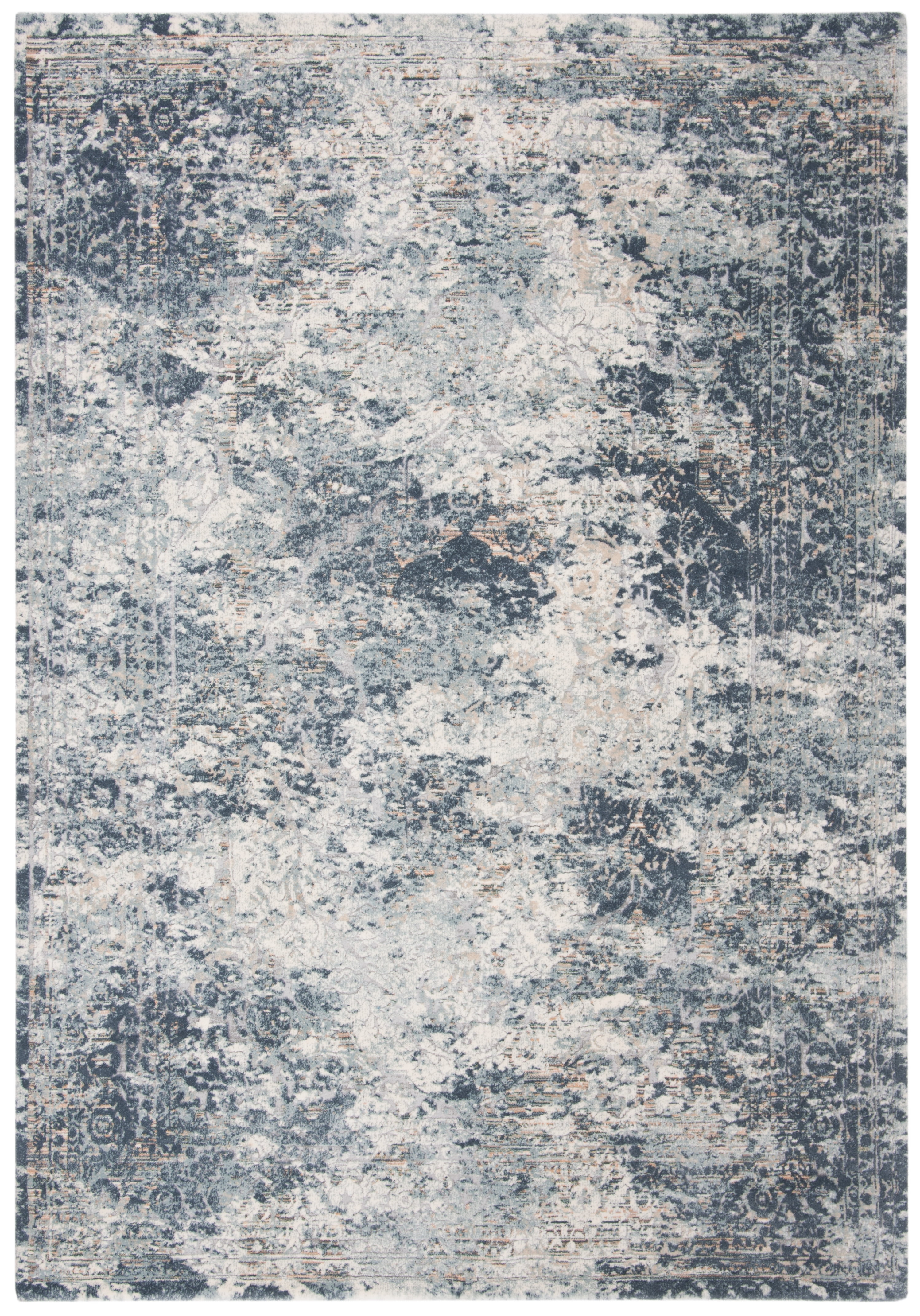 Martha Stewart Blue and Cream Hand-Knotted Wool Area Rug