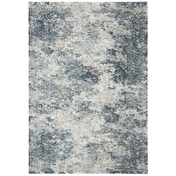 SAFAVIEH Martha Stewart Luanna Distressed Floral Area Rug, Cream/Blue, 5'3" x 7'6"