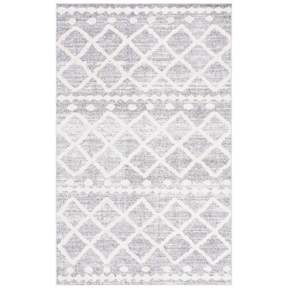 SAFAVIEH Martha Stewart Lucia Carthach Southwestern Shag Area Rug, Grey/Ivory, 5' x 8'