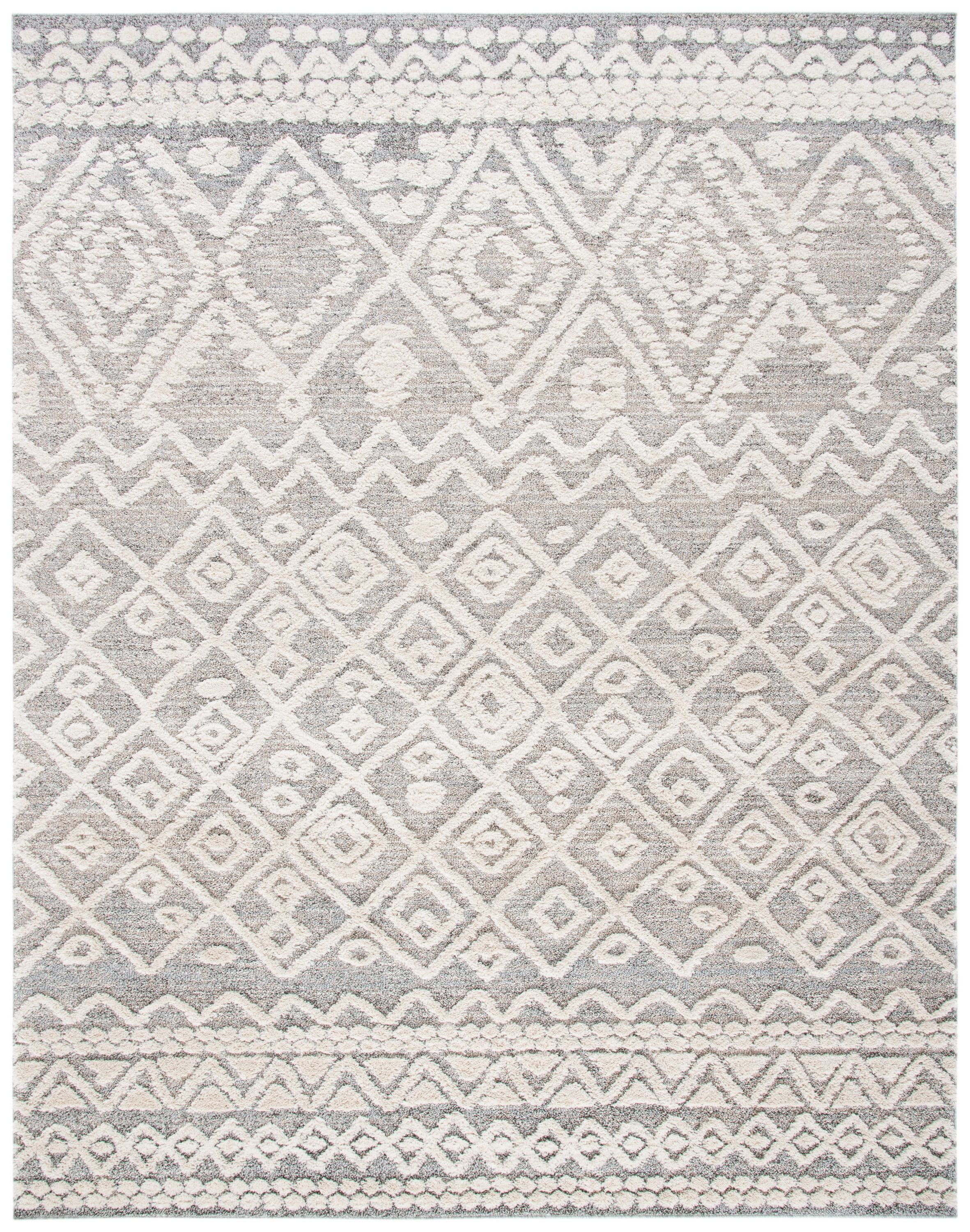 Gray and Beige Handmade Tufted Shag Rug 9' x 12'