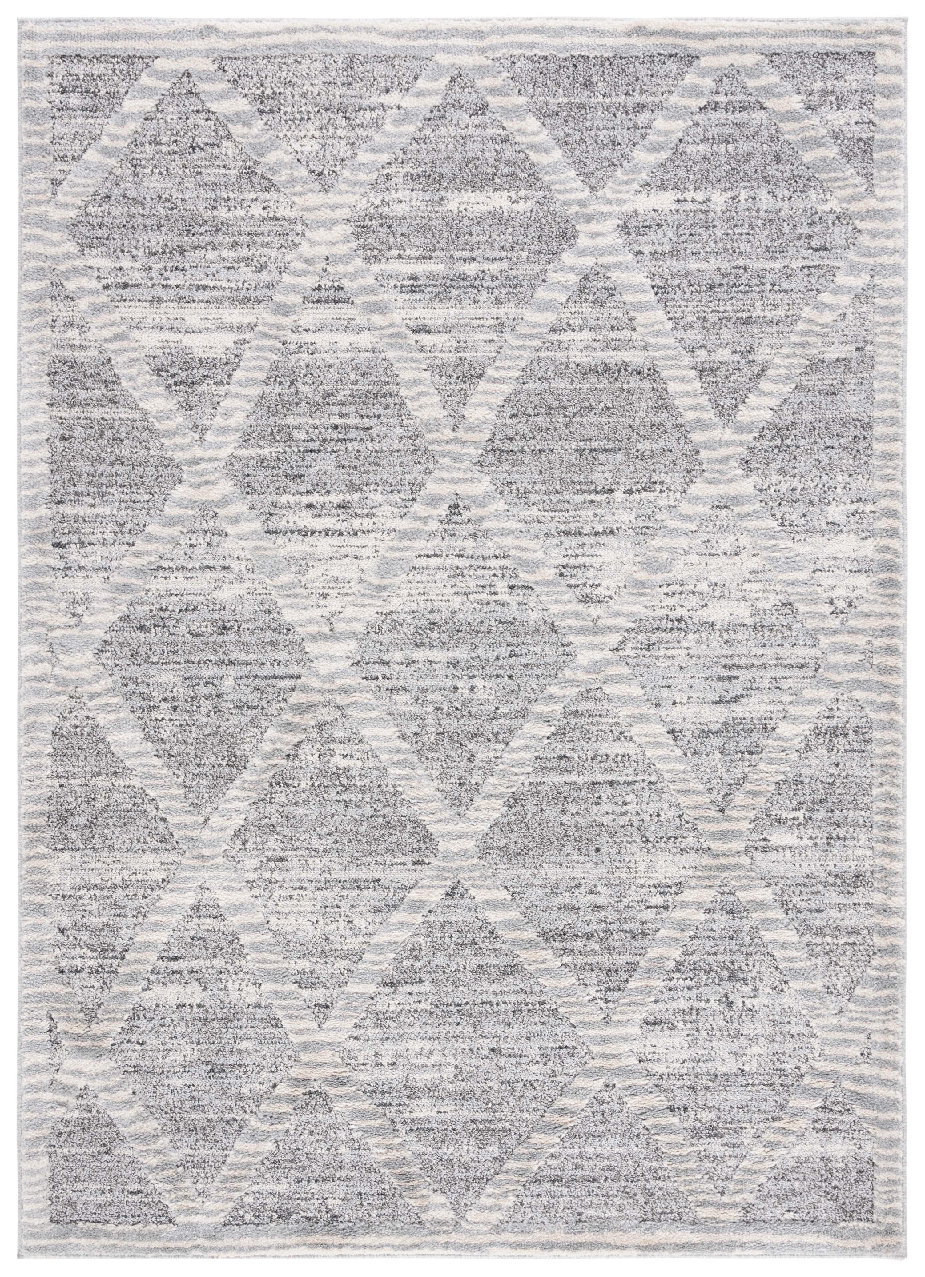 Gray Geometric 4' x 6' Tufted Shag Rug