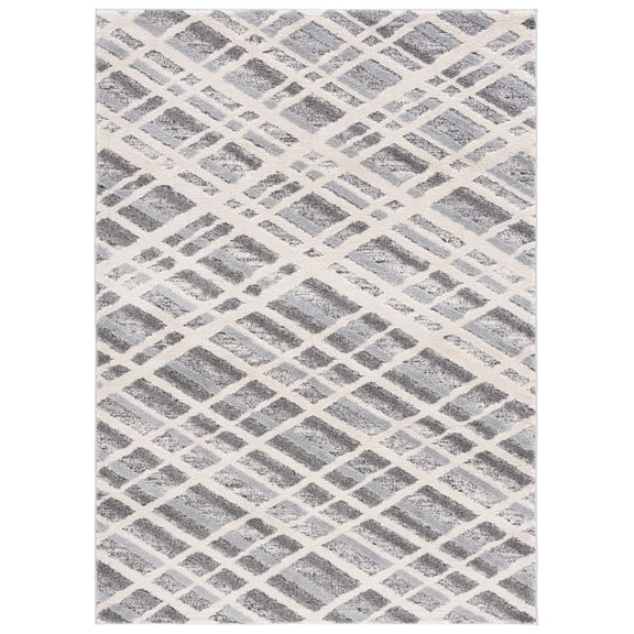 SAFAVIEH Martha Stewart Lucia Shag Area Rug, Ivory Grey/Dark Grey, 4' x 6'