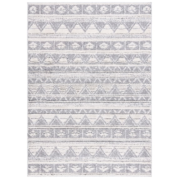 SAFAVIEH Martha Stewart Lucia Shag Area Rug, Ivory Grey/Dark Grey, 5'1" x 7'6"