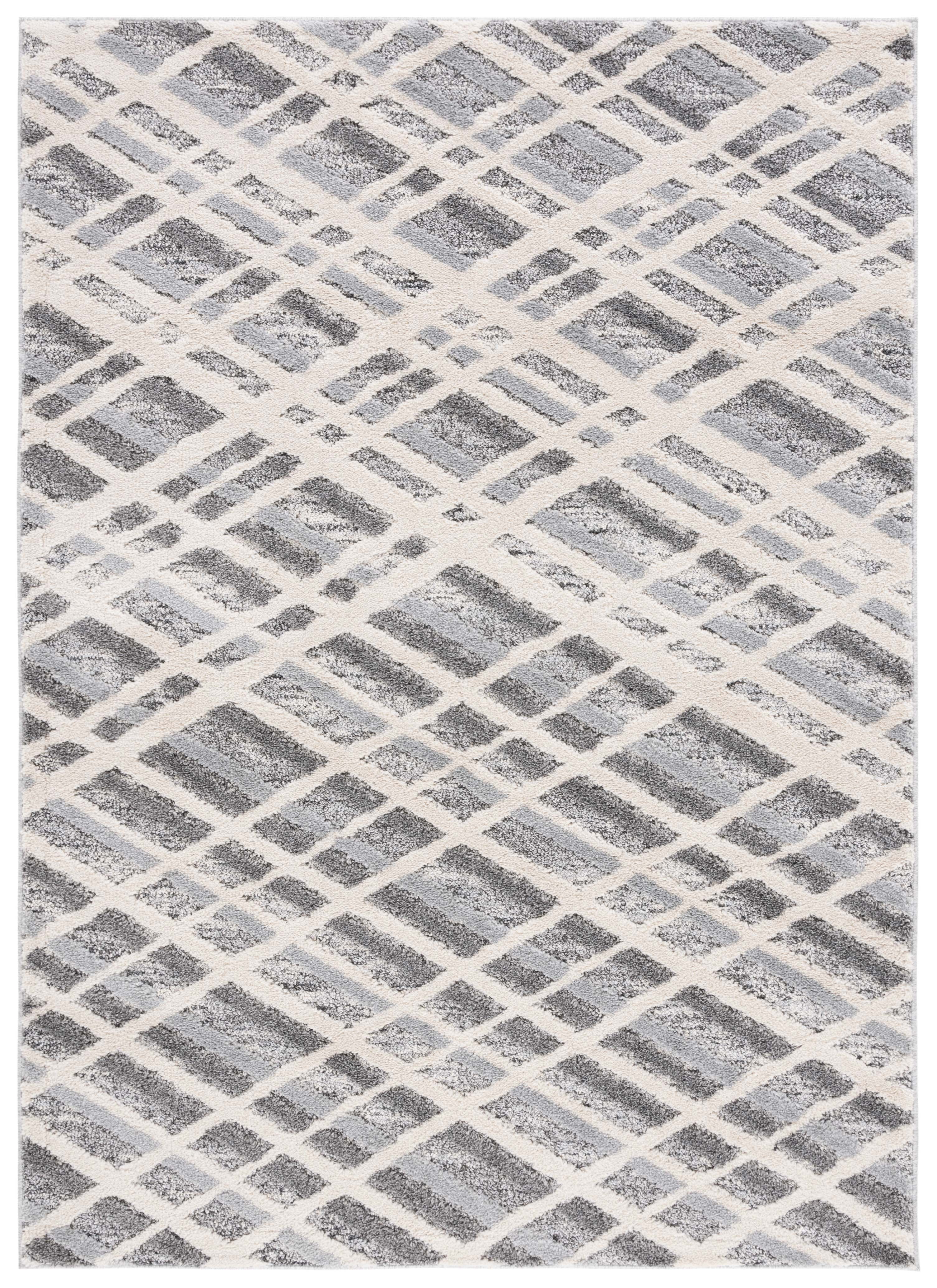 SAFAVIEH Martha Stewart Lucia Shag Area Rug, Ivory Grey/Dark Grey, 6'7" x 9'