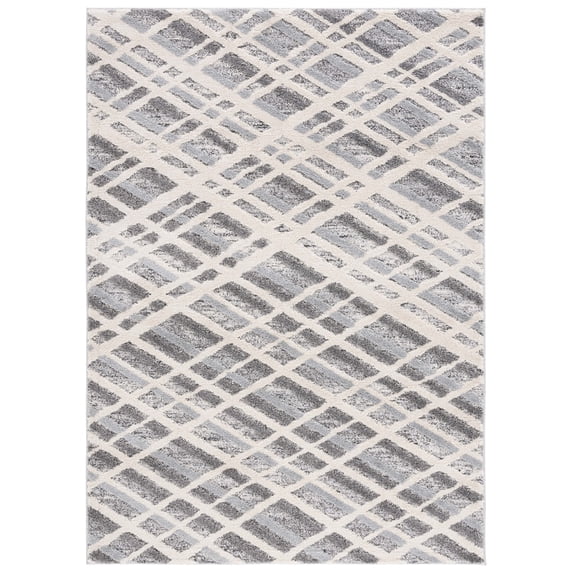 SAFAVIEH Martha Stewart Lucia Shag Area Rug, Ivory Grey/Dark Grey, 6'7" x 9'