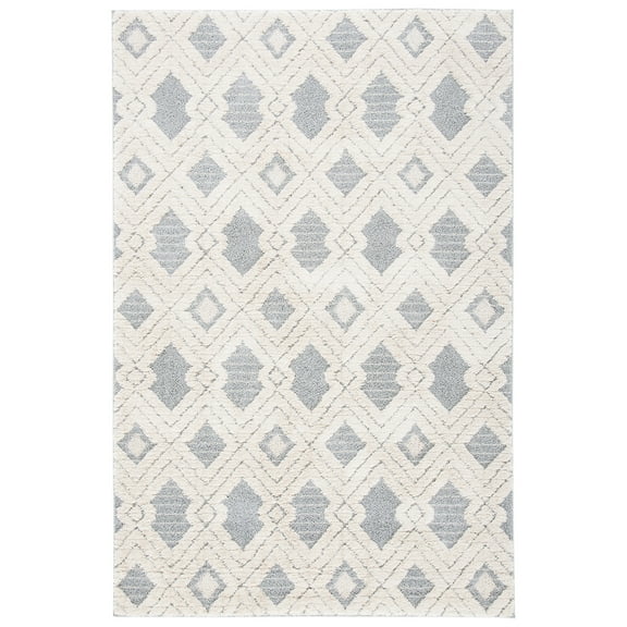 SAFAVIEH Martha Stewart Lucia Shag Area Rug, White/Light Grey, 5'1" x 7'6"