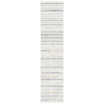 SAFAVIEH Martha Stewart Lucia Zahara Striped Shag Runner Rug, Ivory/Dark Grey, 2' x 8'