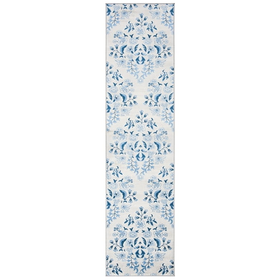SAFAVIEH Martha Stewart Brentwood Topher Floral Runner Rug, Cream/Blue, 2' x 16'