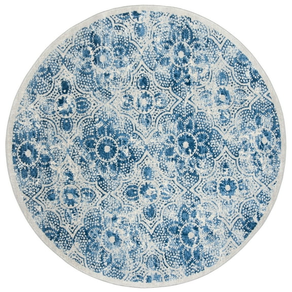 SAFAVIEH Martha Stewart Brentwood Nazca Floral Area Rug, Cream/Blue, 8' x 8' Round