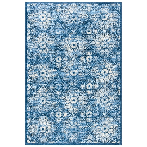 SAFAVIEH Martha Stewart Brentwood Nazca Floral Area Rug, Navy/Creme, 3' x 5'