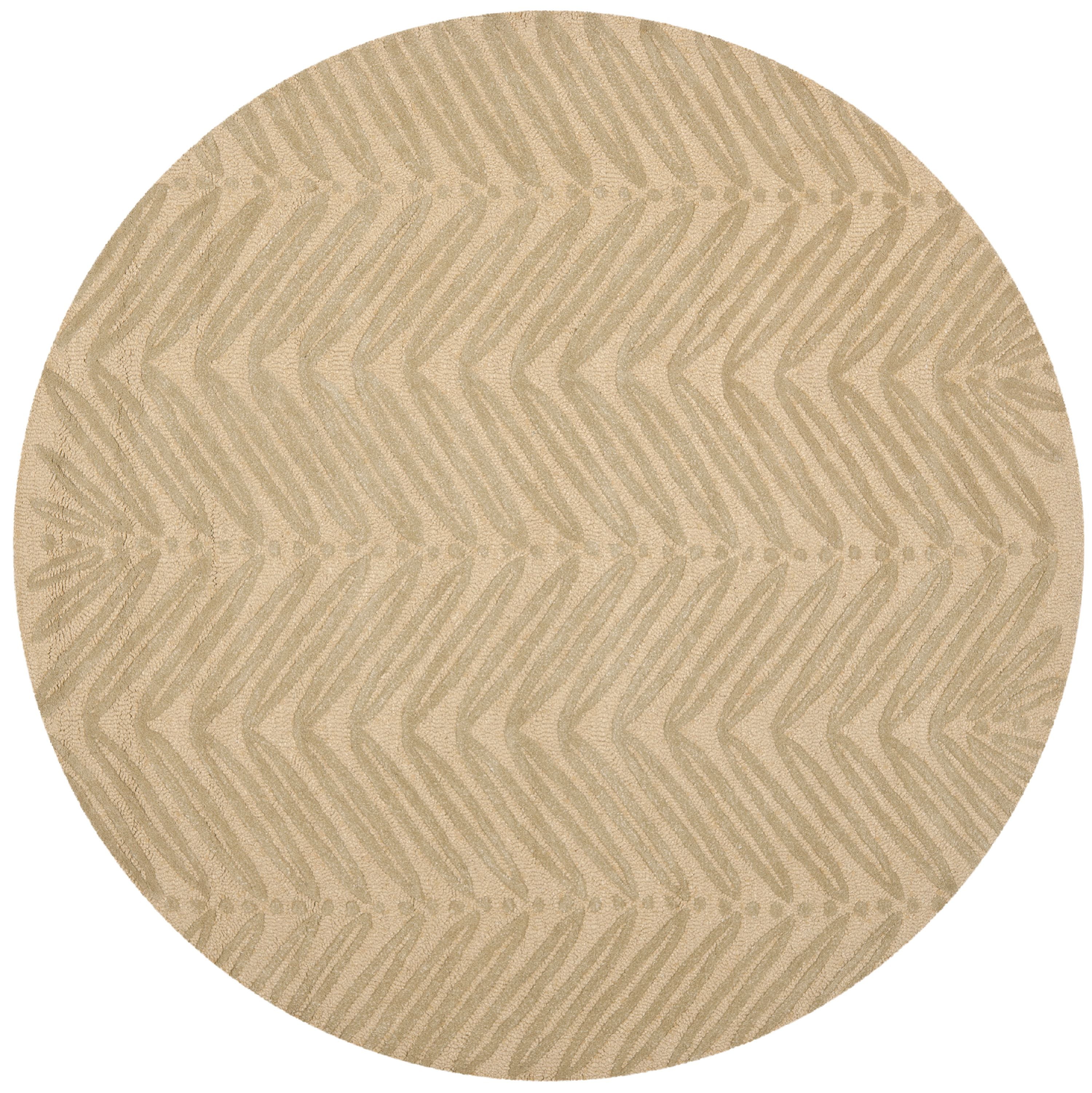 Oolong Tea Green 6 ft. Round Hand-Tufted Wool Area Rug
