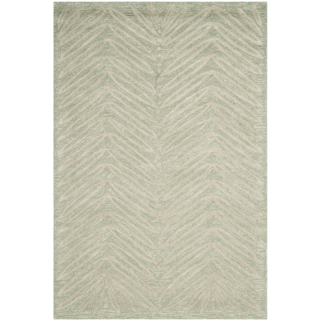 Milk Pail Green 4' x 6' Handmade Tufted Floral Wool Viscose Rug