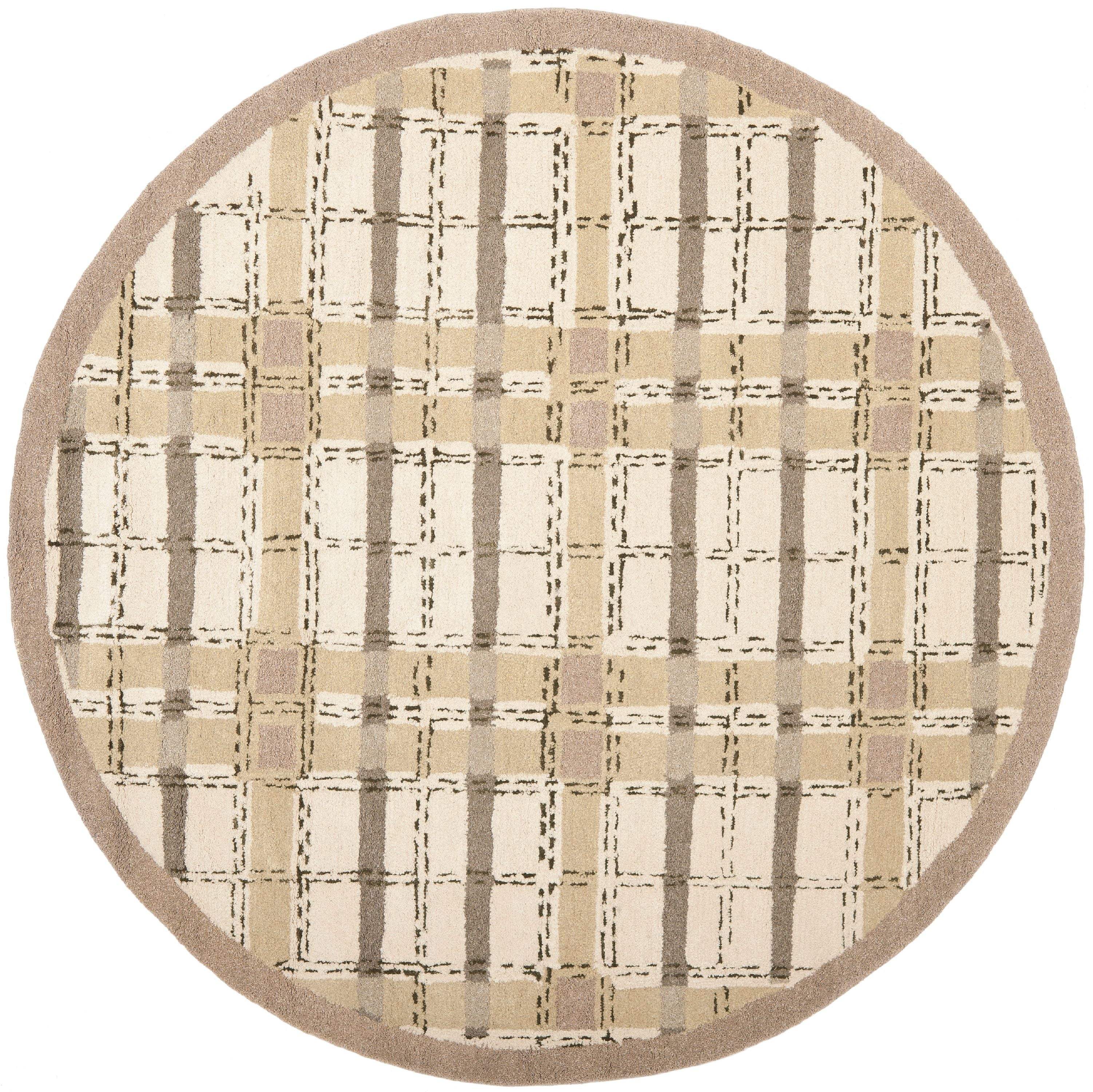 Hand-Tufted Elegance 72" Round Gray Wool & Viscose Blend Rug