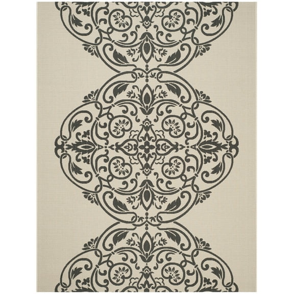 SAFAVIEH Martha Stewart Topiary Signet Medallion Indoor/Outdoor Area Rug, Silhouette, 8' x 11'2"