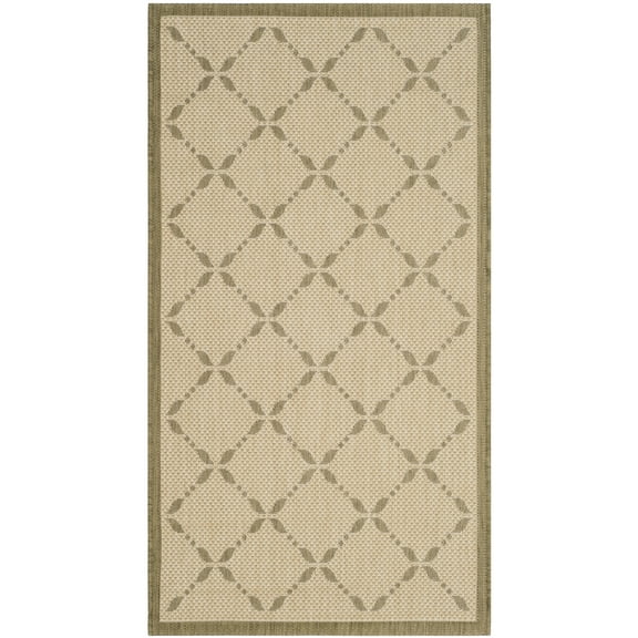 SAFAVIEH Martha Stewart Renee Geometric Indoor/Outdoor Area Rug, Cream/Green, 2'7" x 5'