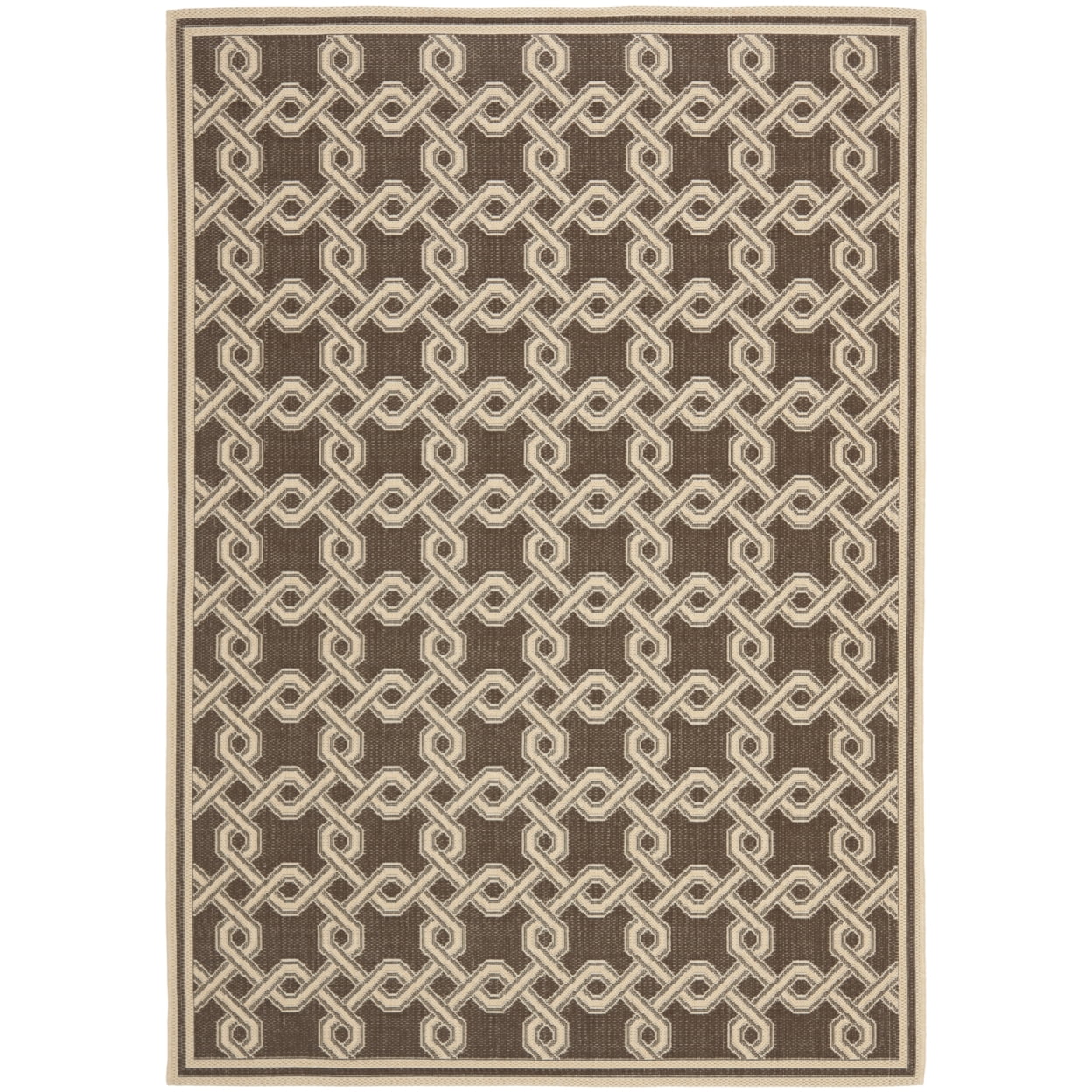 Hand-Knotted Chocolate and Cream Rectangular Viscose Rug