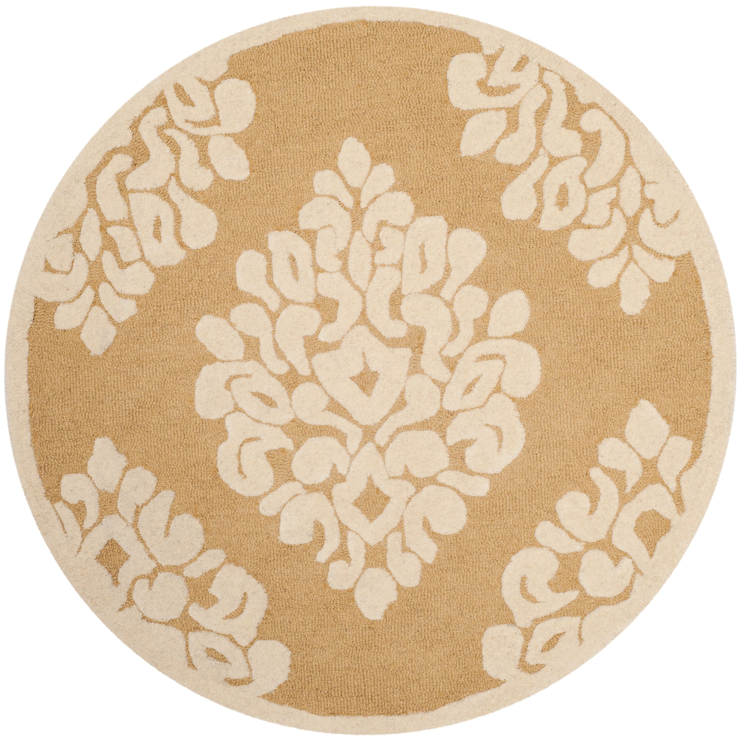 Ivory Handmade Tufted Wool Round Area Rug 4'