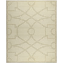 SAFAVIEH Martha Stewart Fretwork Geometric Wool Area Rug, Buckwheat Flour, 5' x 8'