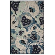 SAFAVIEH Martha Stewart Poppy Floral Wool Area Rug, Blue, 4' x 6'