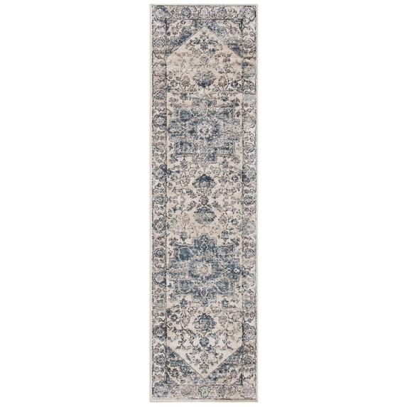 SAFAVIEH Martha Stewart Jackson Oregon Runner Rug, Ivory/Blue, 2'2" x 10'