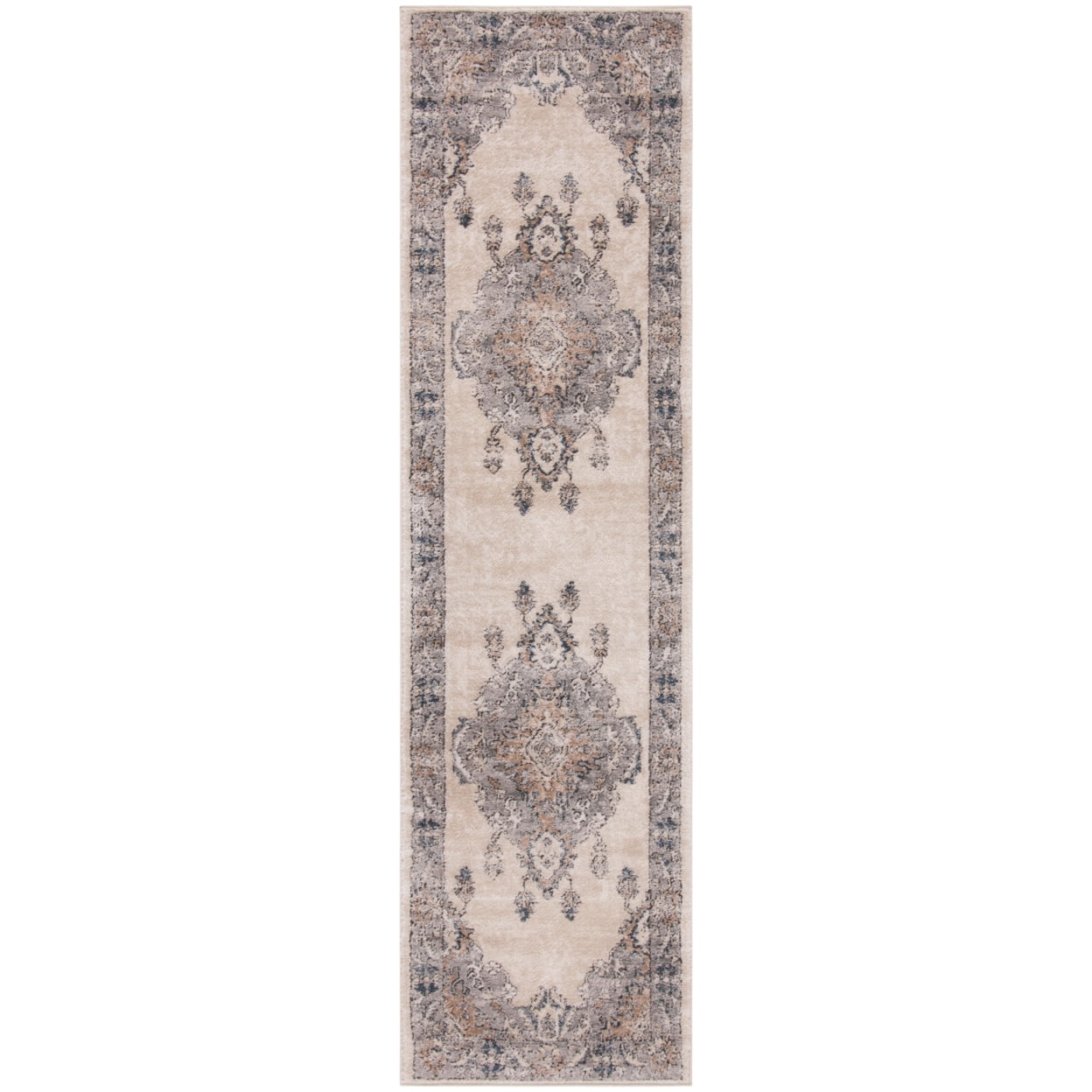 Hand-Knotted Gray Synthetic Stain-Resistant Rug 2'-2" x 8'
