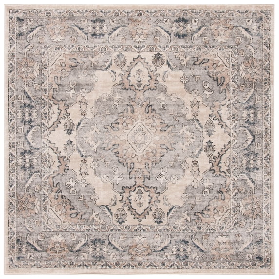 SAFAVIEH Martha Stewart Dallas Oregon Distressed Area Rug, Beige/Grey, 6'7" x 6'7" Square