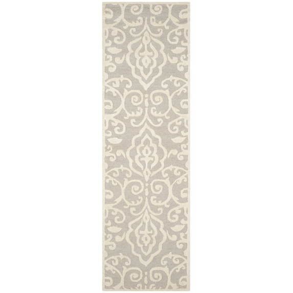 SAFAVIEH Martha Stewart Marais Geometric Damask Runner Rug, Whetstone Grey, 2'3" x 8'