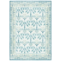 SAFAVIEH Martha Stewart Martha Floral Machine Washable Area Rug, Ivory/Light Blue, 8' x 10'