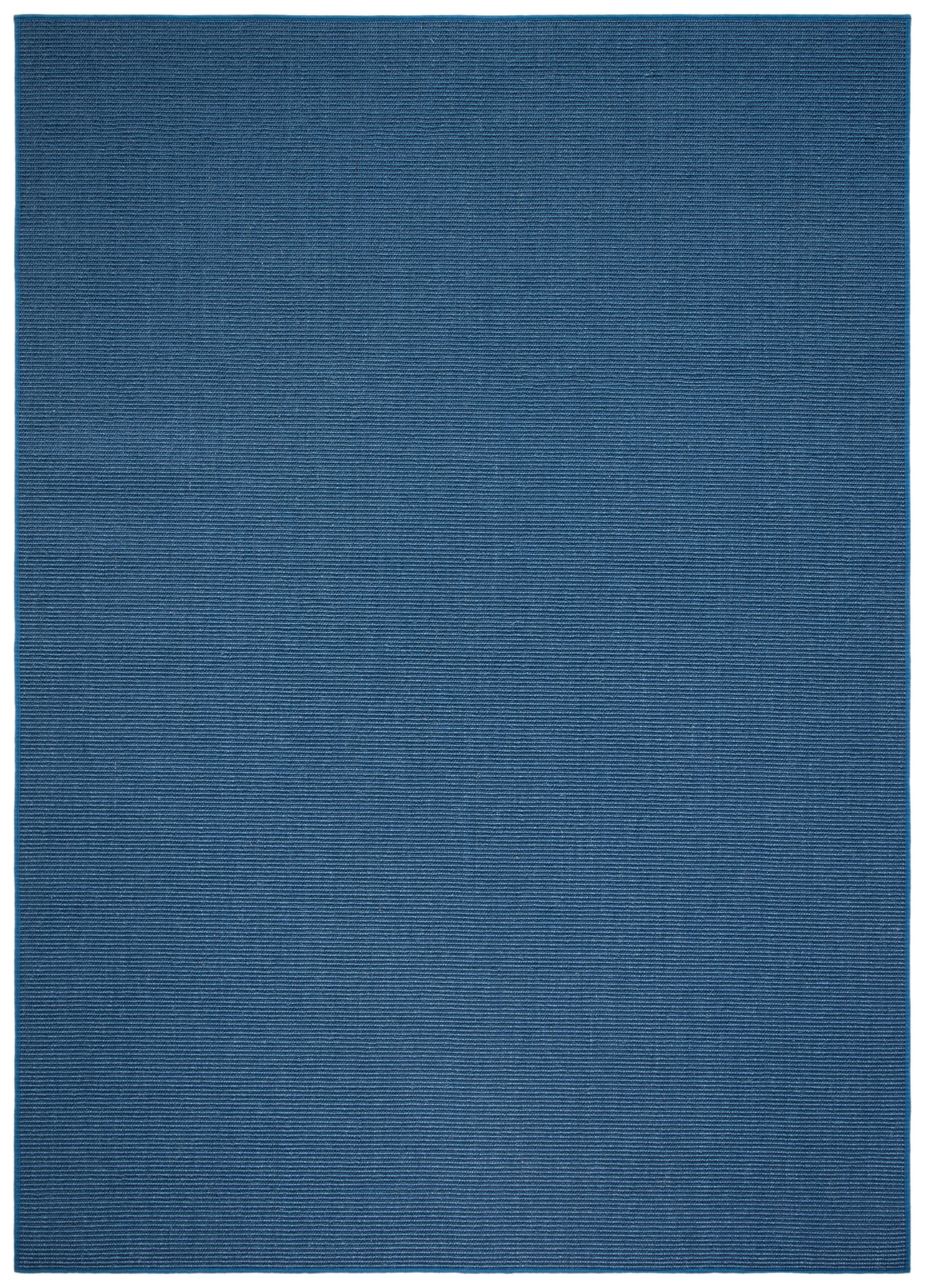 Blue 8' x 10' Handmade Wool and Cotton Rug
