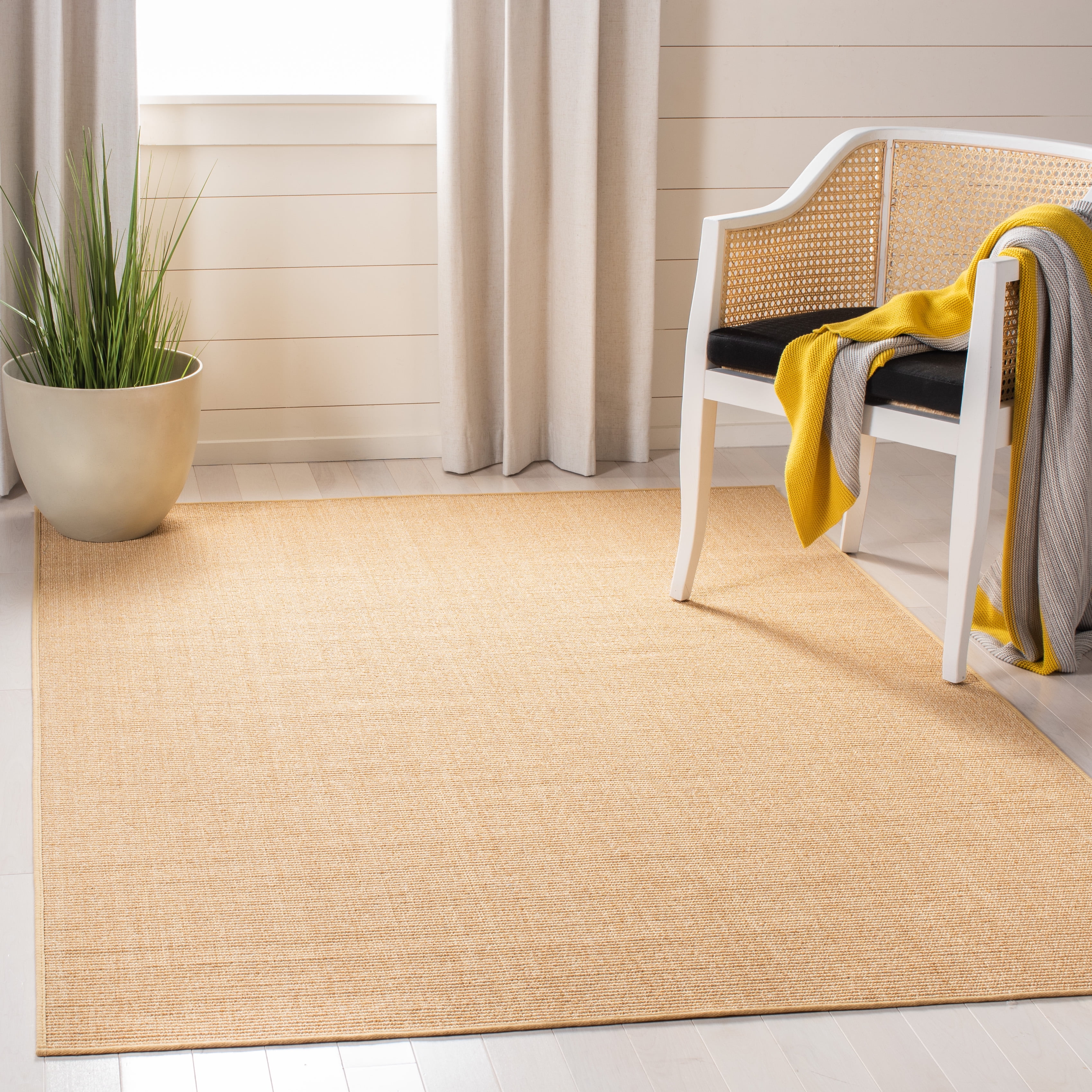 Natural Handmade Reversible Wool Rectangular Rug 5' x 7'