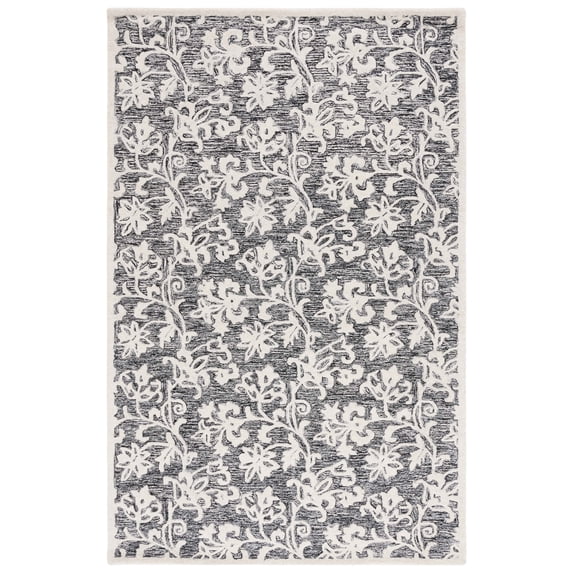 SAFAVIEH Martha Stewart Metro Floral Area Rug, Black/Ivory, 5' x 8'