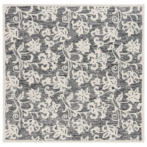 SAFAVIEH Martha Stewart Metro Floral Area Rug, Black/Ivory, 6' x 6' Square