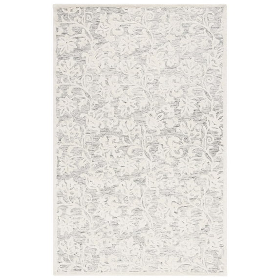 SAFAVIEH Martha Stewart Metro Floral Area Rug, Grey/Ivory, 5' x 8'