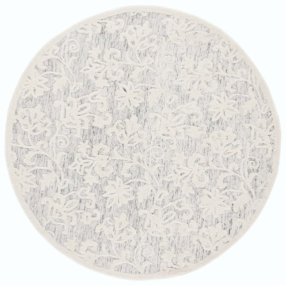 SAFAVIEH Martha Stewart Metro Floral Area Rug, Grey/Ivory, 6' x 6' Round