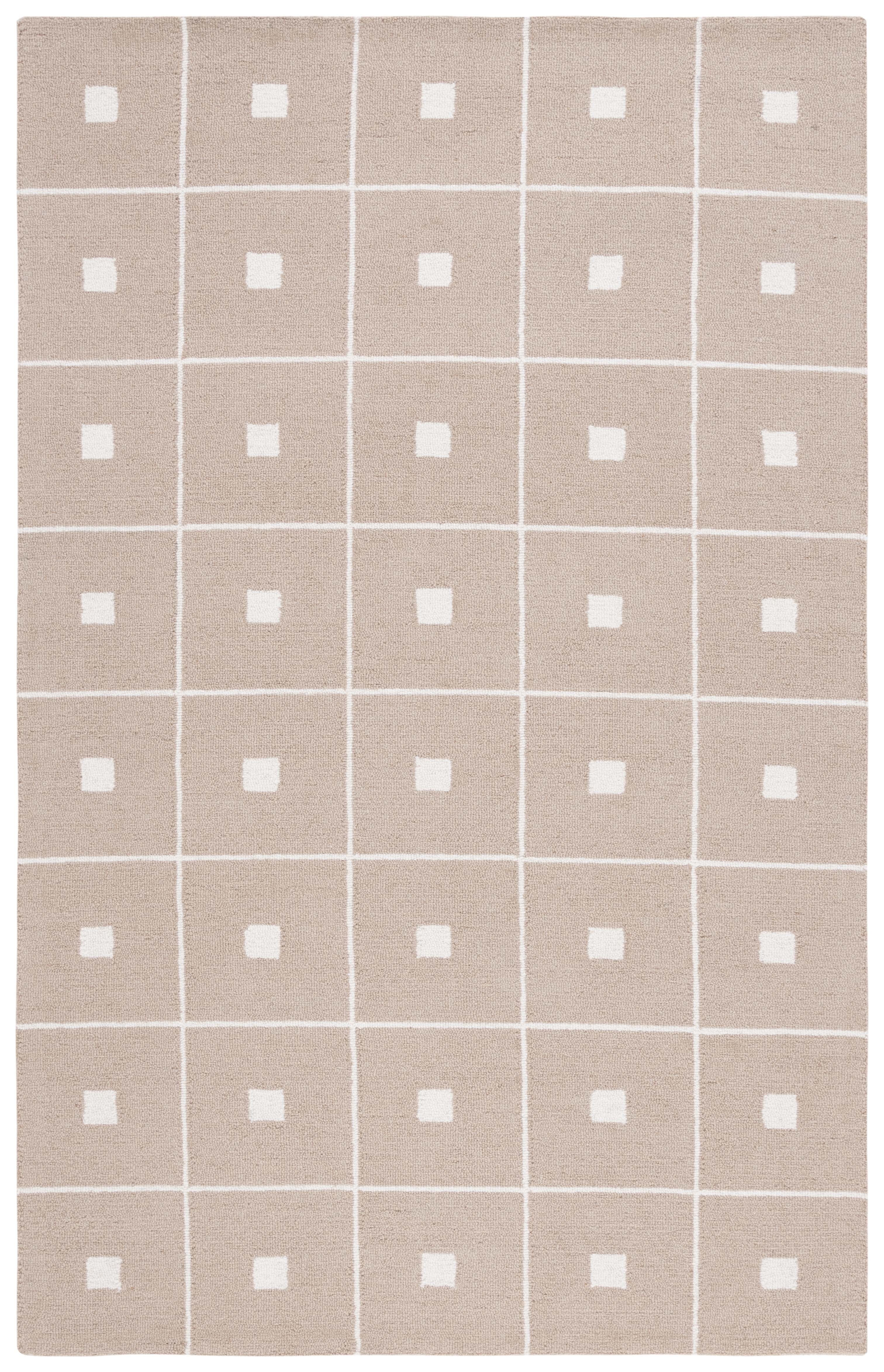 Beige and Ivory Geometric Wool and Synthetic 3' x 5' Area Rug