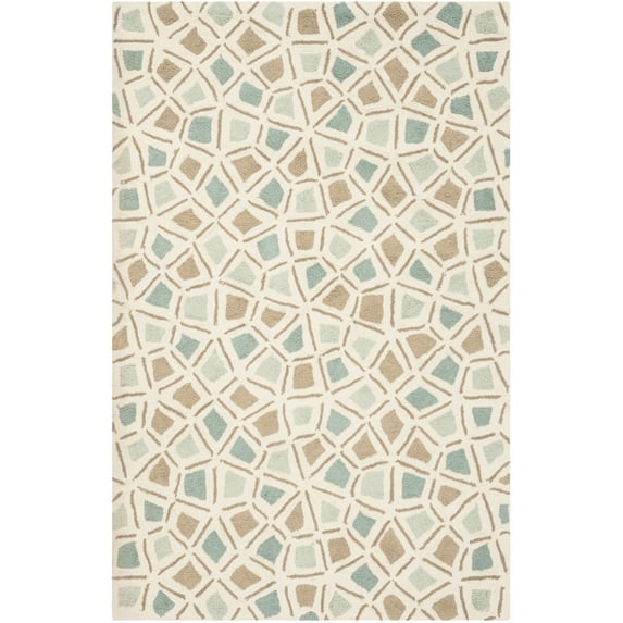 SAFAVIEH Martha Stewart Nanda Geometric Cotton Area Rug, Milk Pail Blue, 3'9" x 5'9"