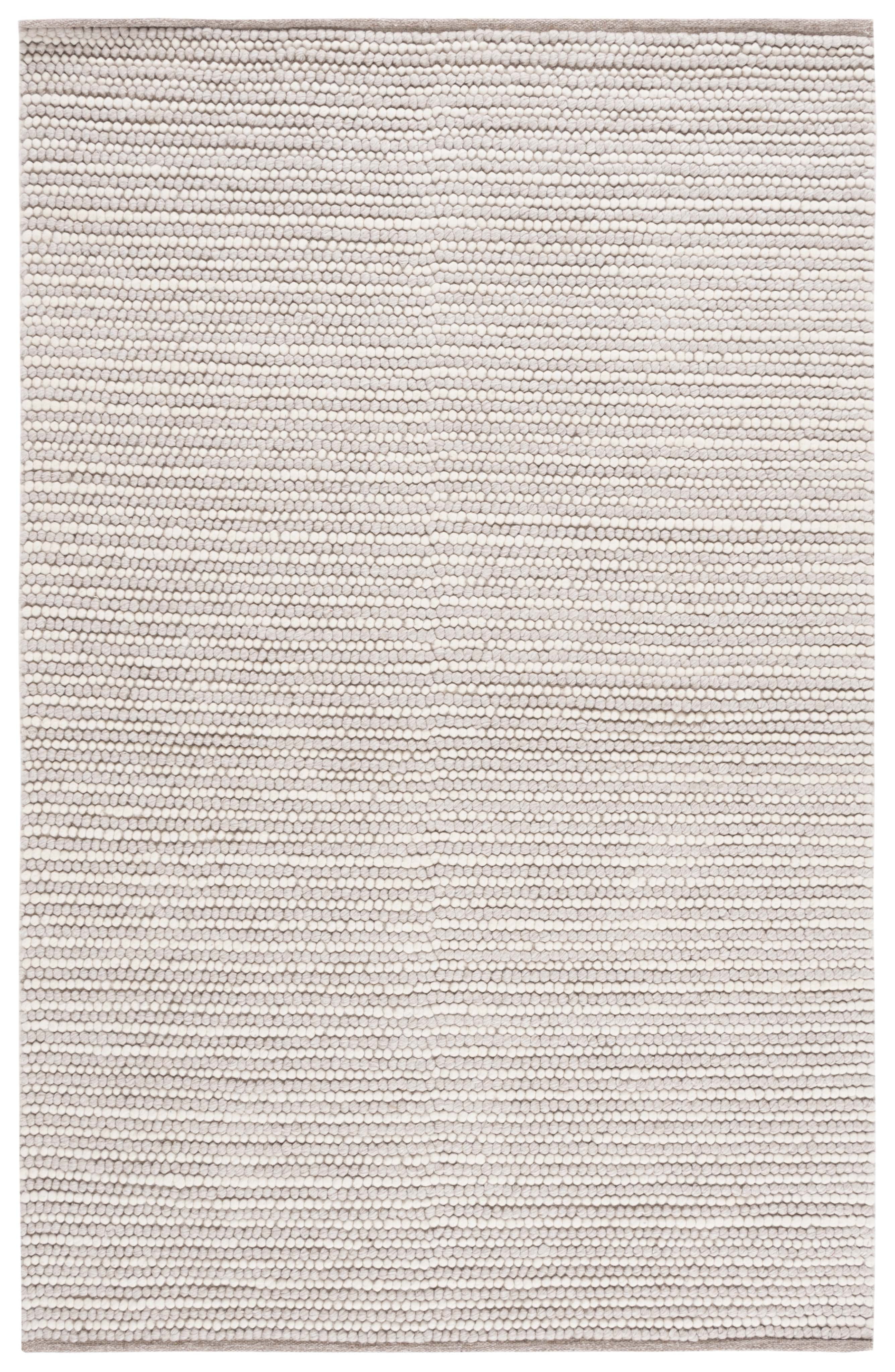 Ivory and Beige Hand-Woven Wool and Cotton Rectangular Area Rug