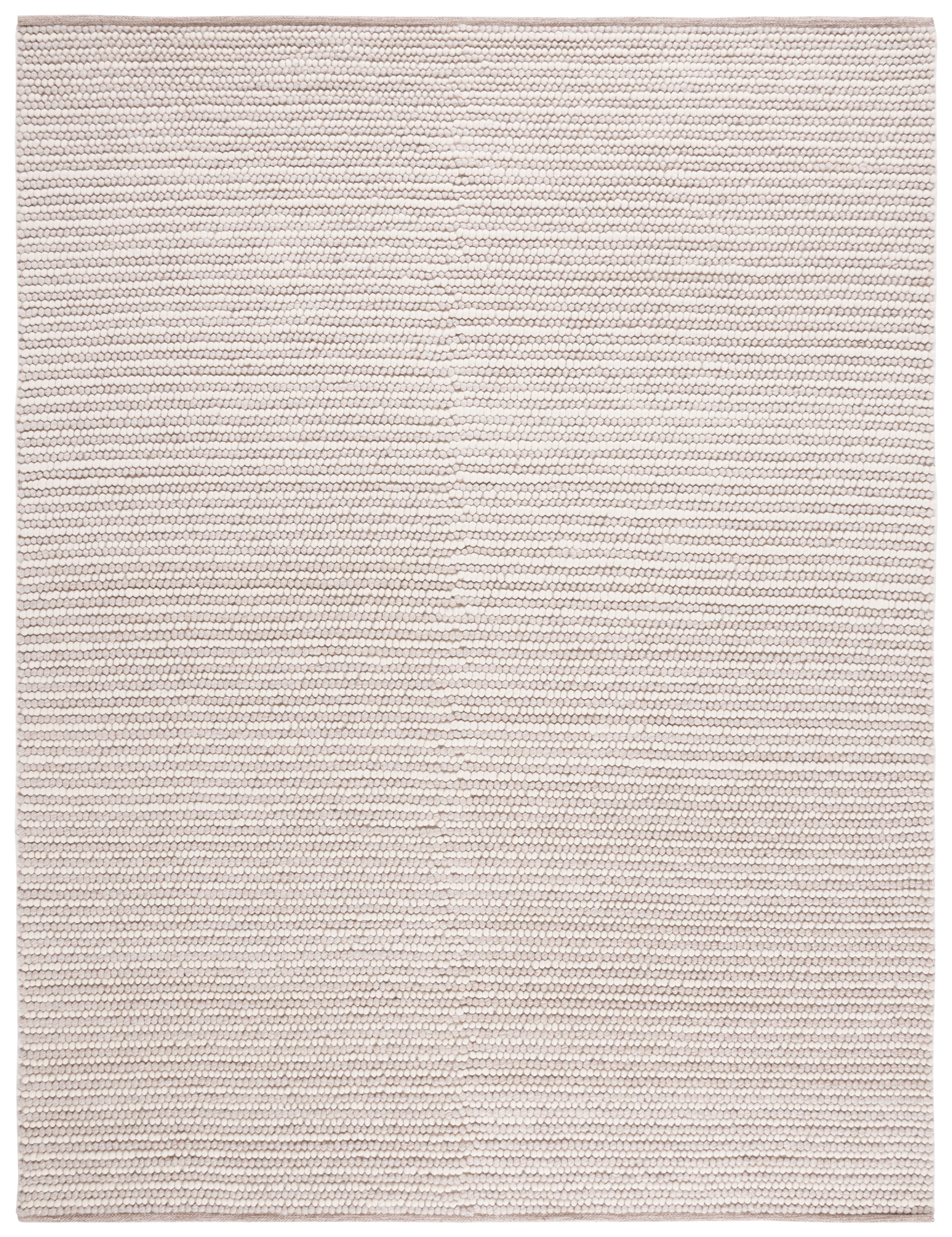 Ivory and Beige 8' x 10' Handwoven Wool and Synthetic Area Rug