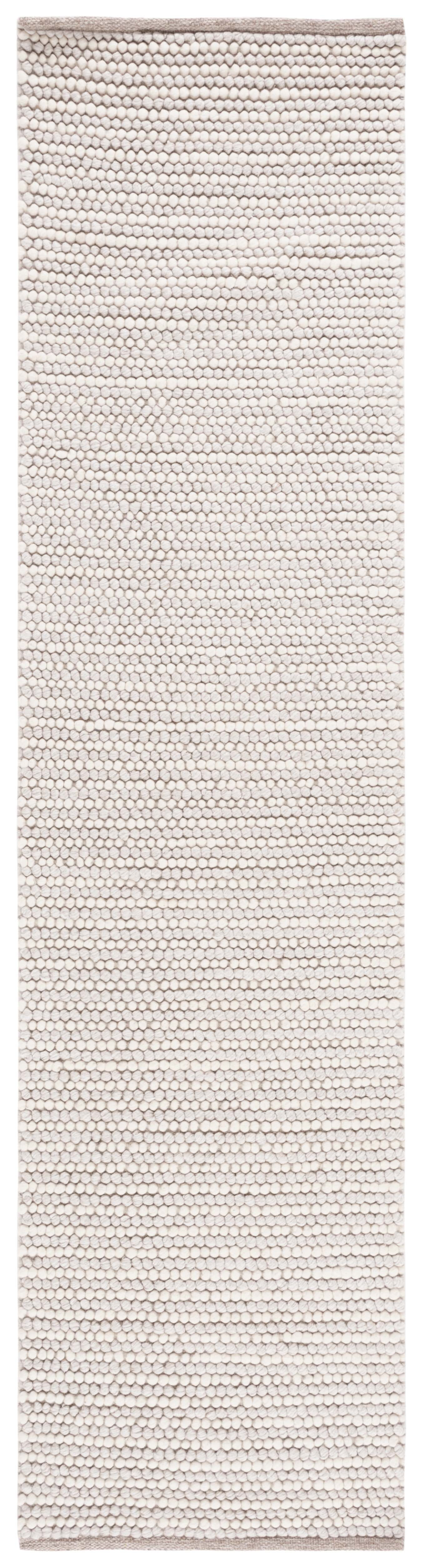 Handmade Ivory and Beige Wool Tufted Runner Rug