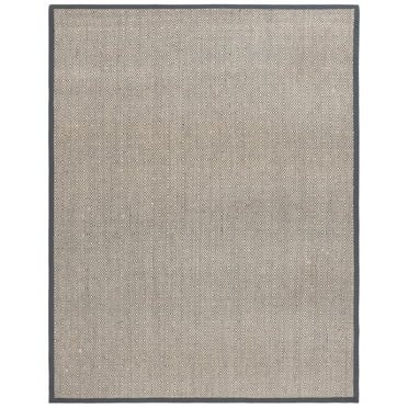 SAFAVIEH Martha Stewart Natural Fiber Bordered Area Rug, Natural/Dark Grey, 8' x 10'