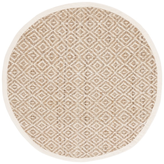 SAFAVIEH Martha Stewart Natural Fiber Diamond Area Rug, Ivory/Natural, 6' x 6' Round