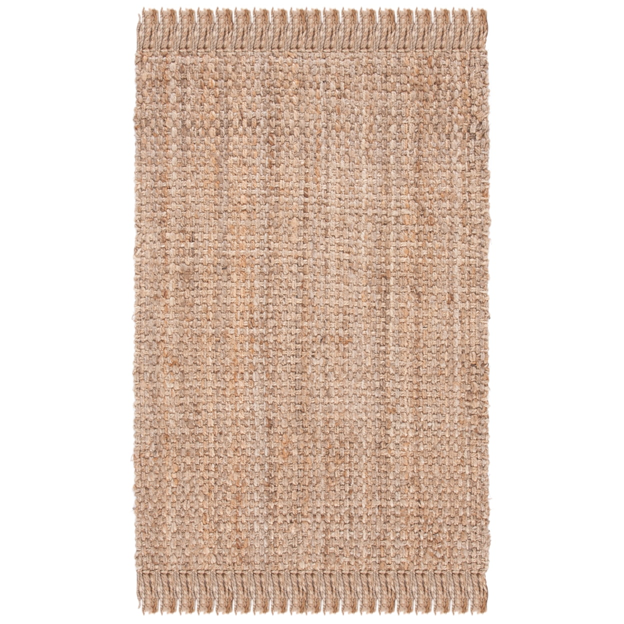 Natural Hand-Knotted Wool Rectangular Rug, 3'6" x 5'6"