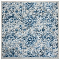 SAFAVIEH Martha Stewart Nazca Floral Area Rug, Cream/Blue, 4' x 4' Square