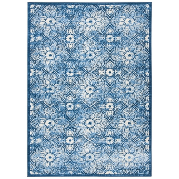 SAFAVIEH Martha Stewart Nazca Floral Area Rug, Navy/Creme, 5'3" x 7'6"